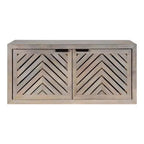 Kate & Laurel All Things Decor 30" x 10" x 14" Mezzeta Coastal Wall Cabinet with Doors, Mango Wood