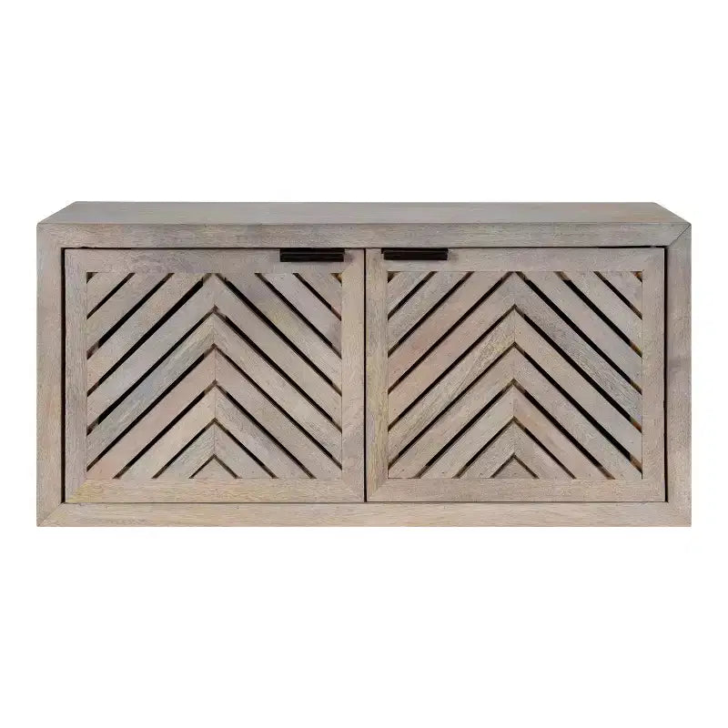 Kate & Laurel All Things Decor 30" x 10" x 14" Mezzeta Coastal Wall Cabinet with Doors, Mango Wood