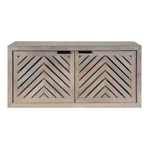 Kate & Laurel All Things Decor 30" x 10" x 14" Mezzeta Coastal Wall Cabinet with Doors, Mango Wood