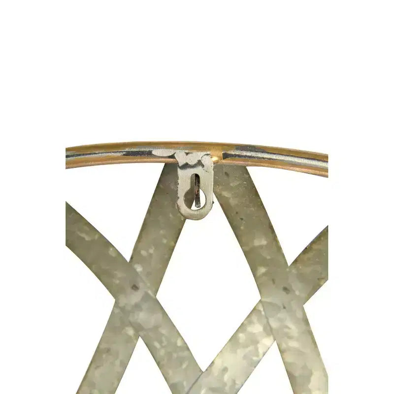 Espejo de pared redondo de metal con acabado dorado y galvanizado: Marco de hierro, no requiere montaje, para montar en la pared