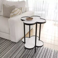 Royal Hampton Side End Table, Genuine Marble Clover Shape Top With Iron Frame