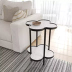 Royal Hampton Side End Table, Genuine Marble Clover Shape Top With Iron Frame