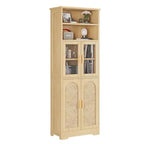 Mueble expositor/almacenamiento de ratán color canela de 170 cm de alto, con 4 puertas y 6 niveles