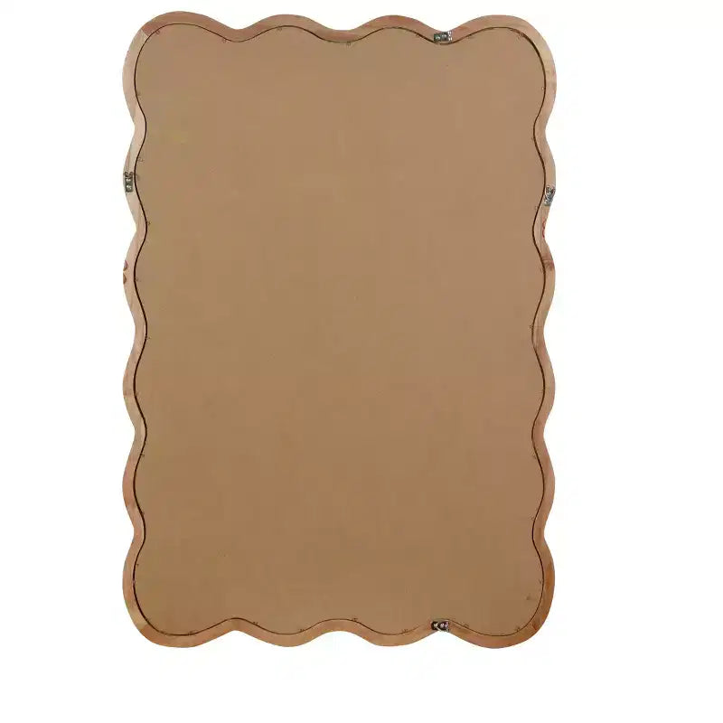Espejo decorativo de madera maciza con forma de rectángulo ondulado de 24 x 36 para dormitorio, baño, sala de estar, madera natural