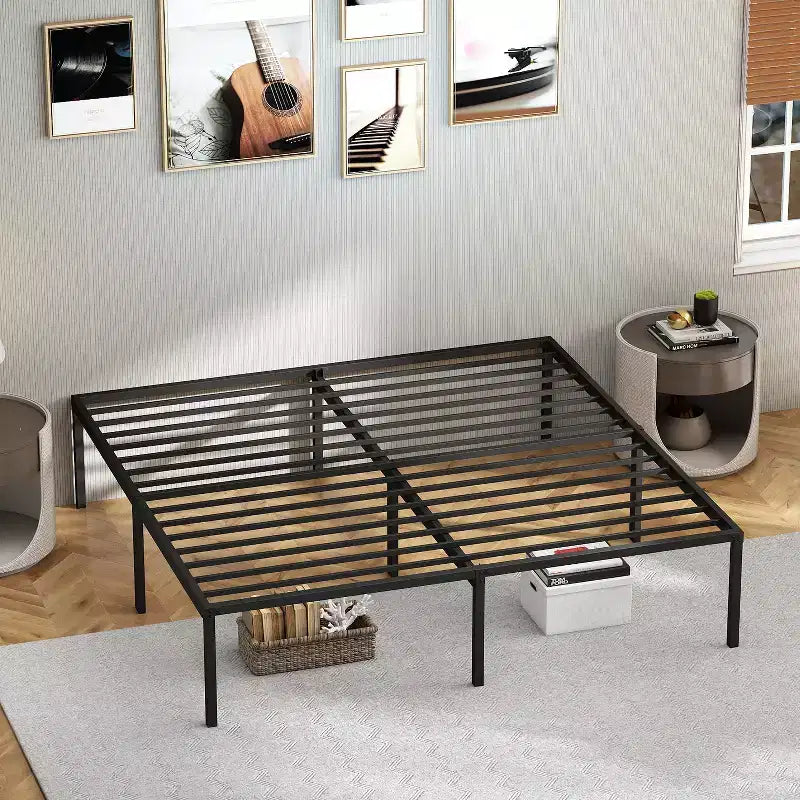 Base de cama de plataforma metálica alta de 18 pulgadas