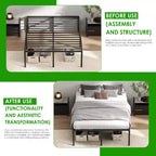 Base de cama de plataforma metálica alta de 18 pulgadas