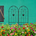 Paquete de 2 celosías metálicas de jardín de 180x50 cm - Inoxidables, negras, para plantas trepadoras y flores de exterior