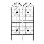 Paquete de 2 celosías metálicas de jardín de 180x50 cm - Inoxidables, negras, para plantas trepadoras y flores de exterior