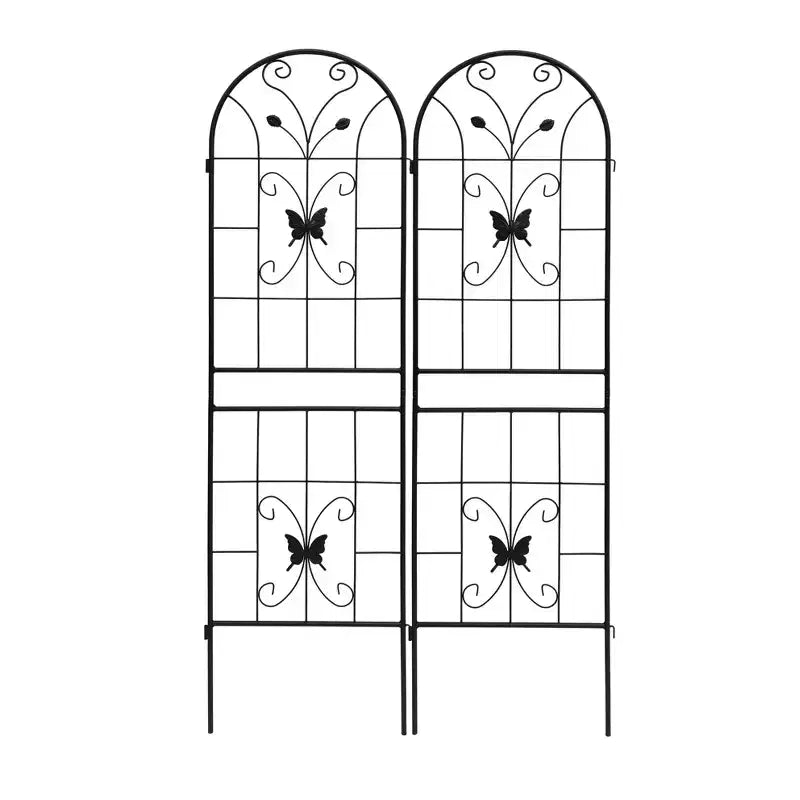 Paquete de 2 celosías metálicas de jardín de 180x50 cm - Inoxidables, negras, para plantas trepadoras y flores de exterior