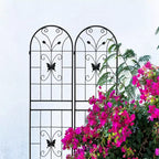 Paquete de 2 celosías metálicas de jardín de 180x50 cm - Inoxidables, negras, para plantas trepadoras y flores de exterior
