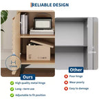 Mueble bajo estriado - Aparador con patas de metal y estantes para sala de estar y recibidor
