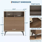 Mueble bajo estriado - Aparador con patas de metal y estantes para sala de estar y recibidor