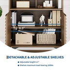 Mueble bajo estriado - Aparador con patas de metal y estantes para sala de estar y recibidor