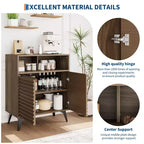 Mueble bajo estriado - Aparador con patas de metal y estantes para sala de estar y recibidor