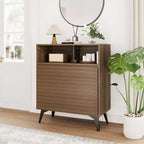 Fluted Storage Cabinet - Metal Leg Credenza with Shelves for Living Room & Entryway