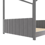 Cama de terciopelo tamaño matrimonial de madera color gris