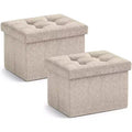 Ornavo Home Set of 2 Collapsible Rectangle Small Storage Ottoman - 12 x 16 x 12