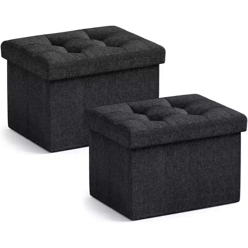 Juego de 2 pufs de almacenamiento pequeños rectangulares plegables - 12 x 16 x 12