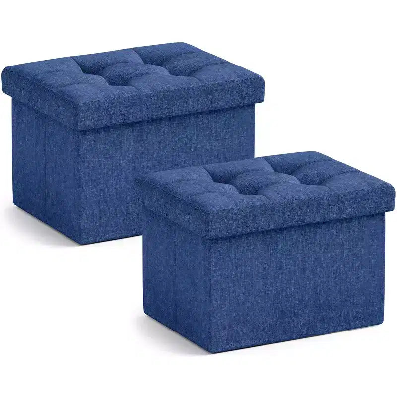 Juego de 2 pufs de almacenamiento pequeños rectangulares plegables - 12 x 16 x 12