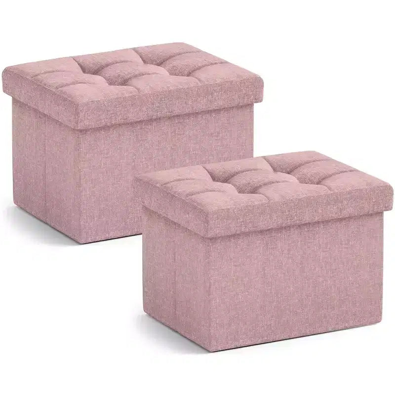 Juego de 2 pufs de almacenamiento pequeños rectangulares plegables - 12 x 16 x 12