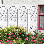 Paquete de 2 celosías de metal para jardín de 71 x 19.7 pulgadas - Inoxidables, con decoración de libélula negra, para plantas trepadoras y flores de exterior