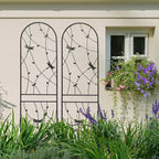 Paquete de 2 celosías de metal para jardín de 71 x 19.7 pulgadas - Inoxidables, con decoración de libélula negra, para plantas trepadoras y flores de exterior
