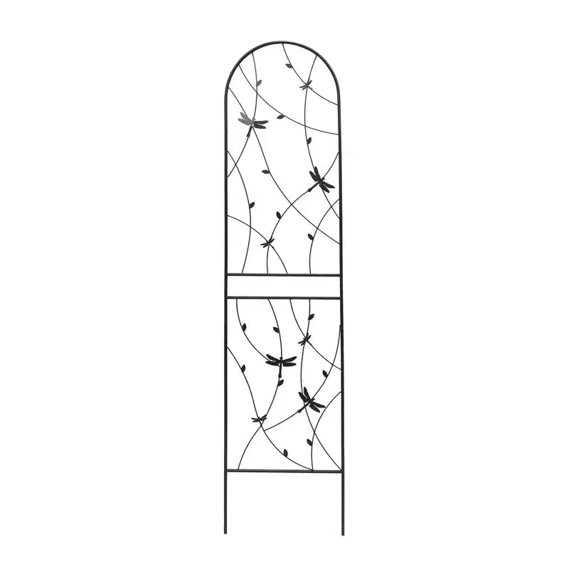 Paquete de 2 celosías de metal para jardín de 71 x 19.7 pulgadas - Inoxidables, con decoración de libélula negra, para plantas trepadoras y flores de exterior