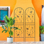 Paquete de 2 celosías de metal para jardín de 71 x 19.7 pulgadas - Inoxidables, con decoración de libélula negra, para plantas trepadoras y flores de exterior