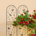 MAYEERTY 2-Pack 71x19.7in Metal Garden Trellis - Rustproof, Dragonfly Decoration Black, for Outdoor Climbing Plants & Flowers