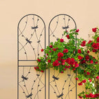 MAYEERTY 2-Pack 71x19.7in Metal Garden Trellis - Rustproof, Dragonfly Decoration Black, for Outdoor Climbing Plants & Flowers