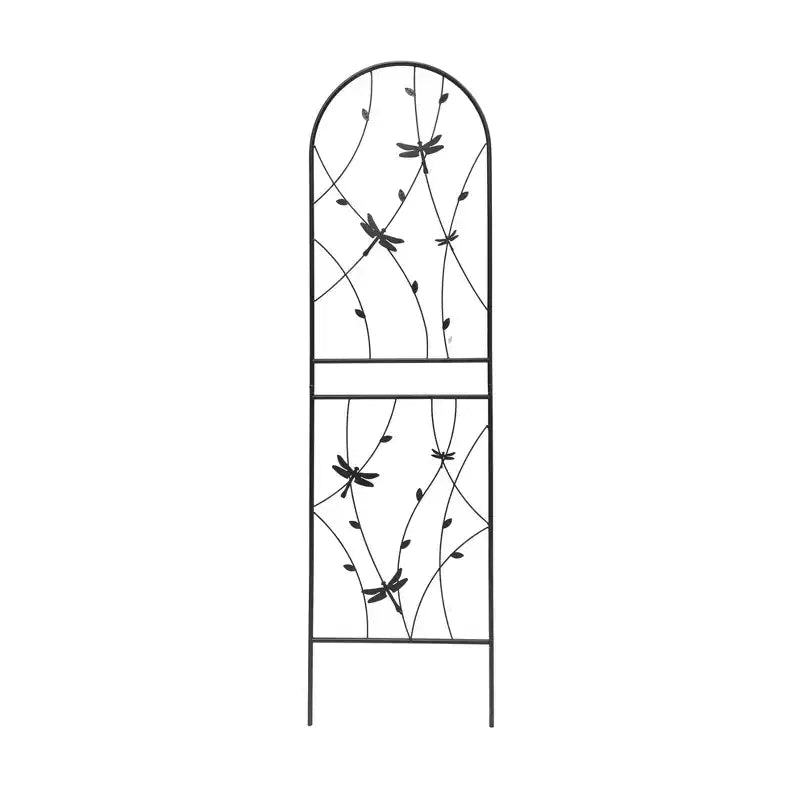 Paquete de 2 celosías de metal para jardín de 71 x 19.7 pulgadas - Inoxidables, con decoración de libélula negra, para plantas trepadoras y flores de exterior