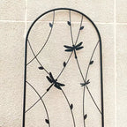 Paquete de 2 celosías de metal para jardín de 71 x 19.7 pulgadas - Inoxidables, con decoración de libélula negra, para plantas trepadoras y flores de exterior
