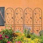 Paquete de 2 celosías de metal para jardín de 71 x 19.7 pulgadas - Inoxidables, con decoración de libélula negra, para plantas trepadoras y flores de exterior