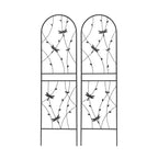Paquete de 2 celosías de metal para jardín de 71 x 19.7 pulgadas - Inoxidables, con decoración de libélula negra, para plantas trepadoras y flores de exterior