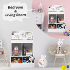 3-Tier Wooden Kids' Toy Organizer & Bookshelf - 4-Room Storage System