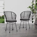 MAYEERTY Set of 2 Chairs With 2 Gray Cushions Comfortable Seating for Living Room Dining Room