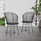 MAYEERTY Set of 2 Chairs With 2 Gray Cushions Comfortable Seating for Living Room Dining Room