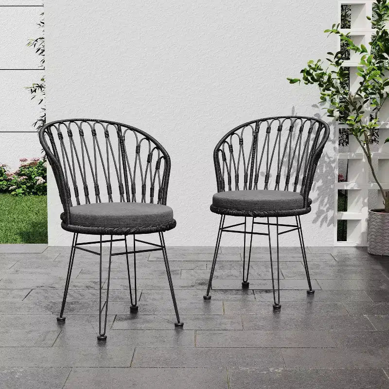MAYEERTY Set of 2 Chairs With 2 Gray Cushions Comfortable Seating for Living Room Dining Room