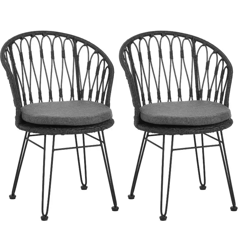 Juego de 2 sillas con 2 cojines grises, asientos cómodos para sala de estar y comedor