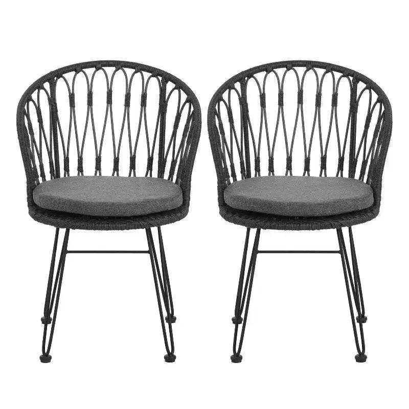 Juego de 2 sillas con 2 cojines grises, asientos cómodos para sala de estar y comedor