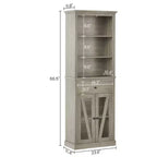 Mueble alto estrecho de lino estilo rústico - 66.5 Armario de almacenamiento independiente para baño, sala de estar, cocina con 5 estantes y estante ajustable
