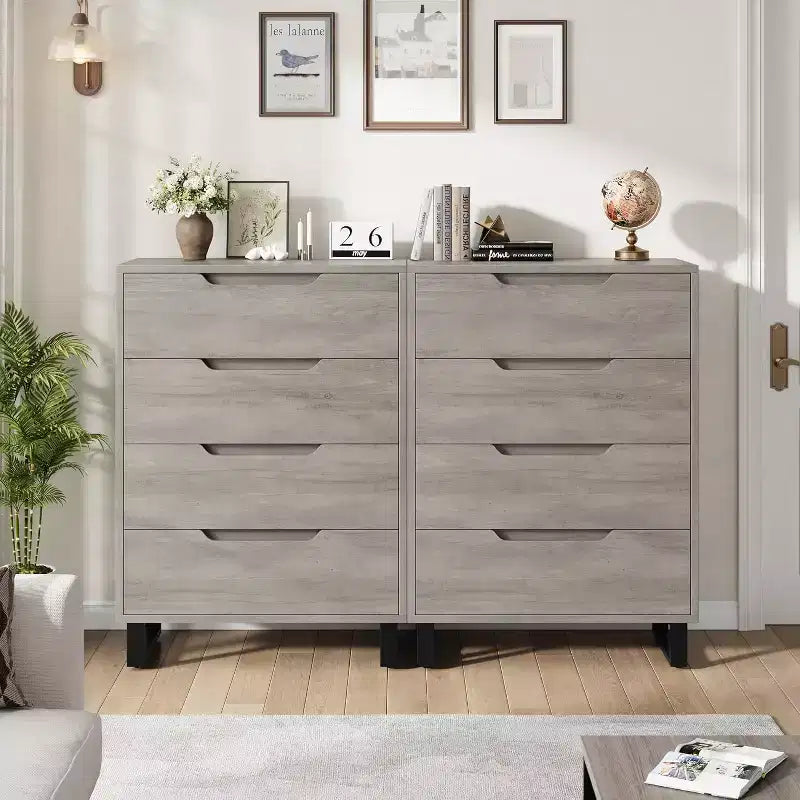 4 Cómodas para dormitorio, Cómoda alta de 41.7 pulgadas, Armario de cajones vertical independiente con almacenamiento, Cajonera de madera para sala de estar, pasillo