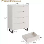 4 Cómodas para dormitorio, Cómoda alta de 41.7 pulgadas, Armario de cajones vertical independiente con almacenamiento, Cajonera de madera para sala de estar, pasillo