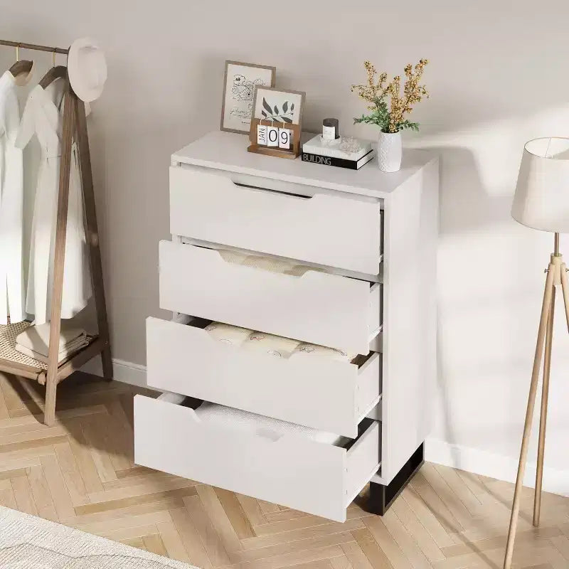 4 Cómodas para dormitorio, Cómoda alta de 41.7 pulgadas, Armario de cajones vertical independiente con almacenamiento, Cajonera de madera para sala de estar, pasillo