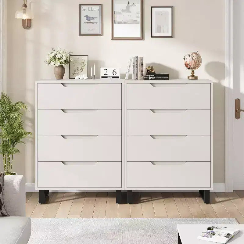 4 Cómodas para dormitorio, Cómoda alta de 41.7 pulgadas, Armario de cajones vertical independiente con almacenamiento, Cajonera de madera para sala de estar, pasillo