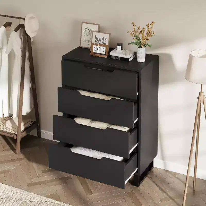 4 Cómodas para dormitorio, Cómoda alta de 41.7 pulgadas, Armario de cajones vertical independiente con almacenamiento, Cajonera de madera para sala de estar, pasillo