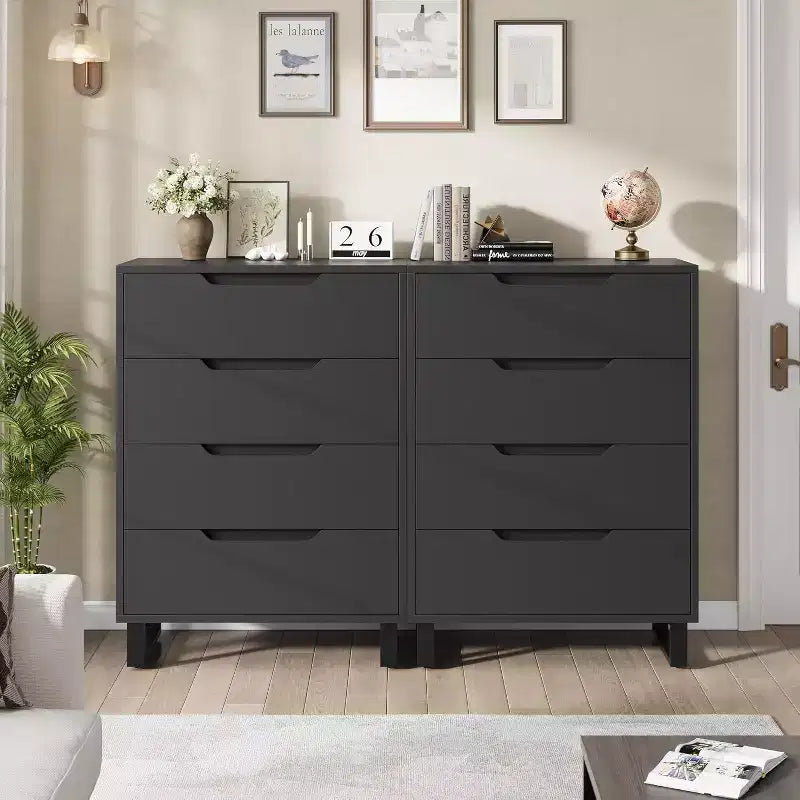 4 Cómodas para dormitorio, Cómoda alta de 41.7 pulgadas, Armario de cajones vertical independiente con almacenamiento, Cajonera de madera para sala de estar, pasillo