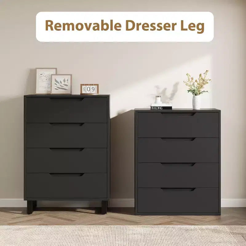 4 Cómodas para dormitorio, Cómoda alta de 41.7 pulgadas, Armario de cajones vertical independiente con almacenamiento, Cajonera de madera para sala de estar, pasillo