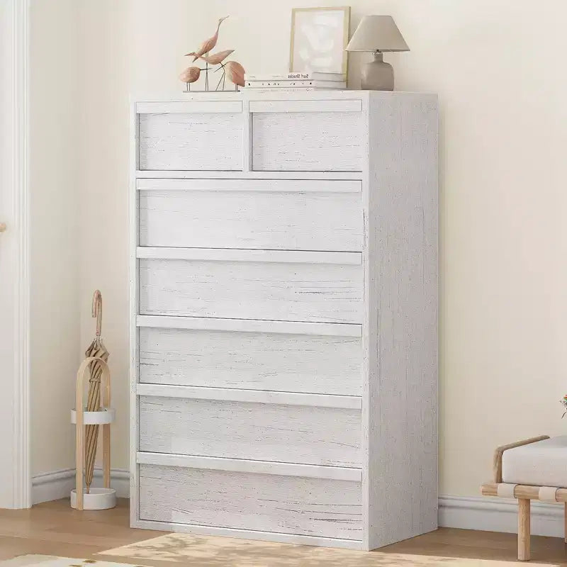 7 Drawer Dresser for Bedroom, 46 Tall Modern 7 Chest of Drawers with Large Drawers Storage, Wooden Dresser Organizer for Living Room, Entryway