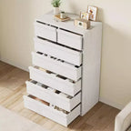 Cómoda de 7 cajones para dormitorio, cómoda moderna alta de 46 pulgadas con 7 cajones grandes de almacenamiento, organizador de cómoda de madera para sala de estar, entrada